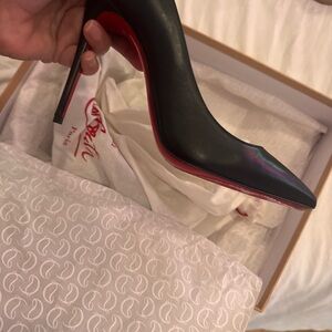 Christian Louboutin Black Leather Pointed Stiletto Pumps with Red Soles